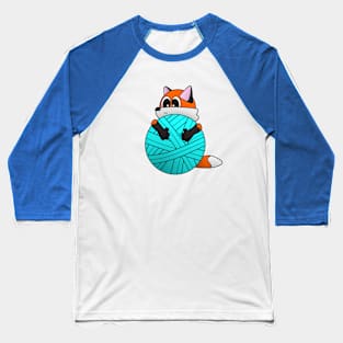 a tiny fox with yarn Baseball T-Shirt